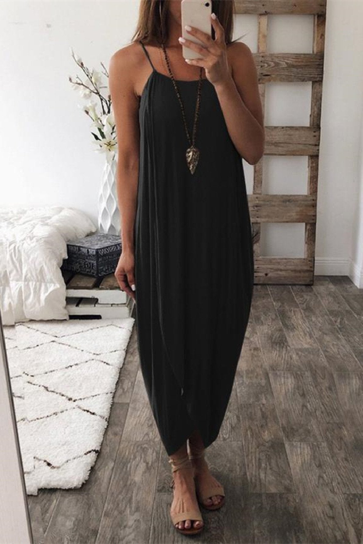 Lunimesd Wrapped Split Solid Cami Beach Dress