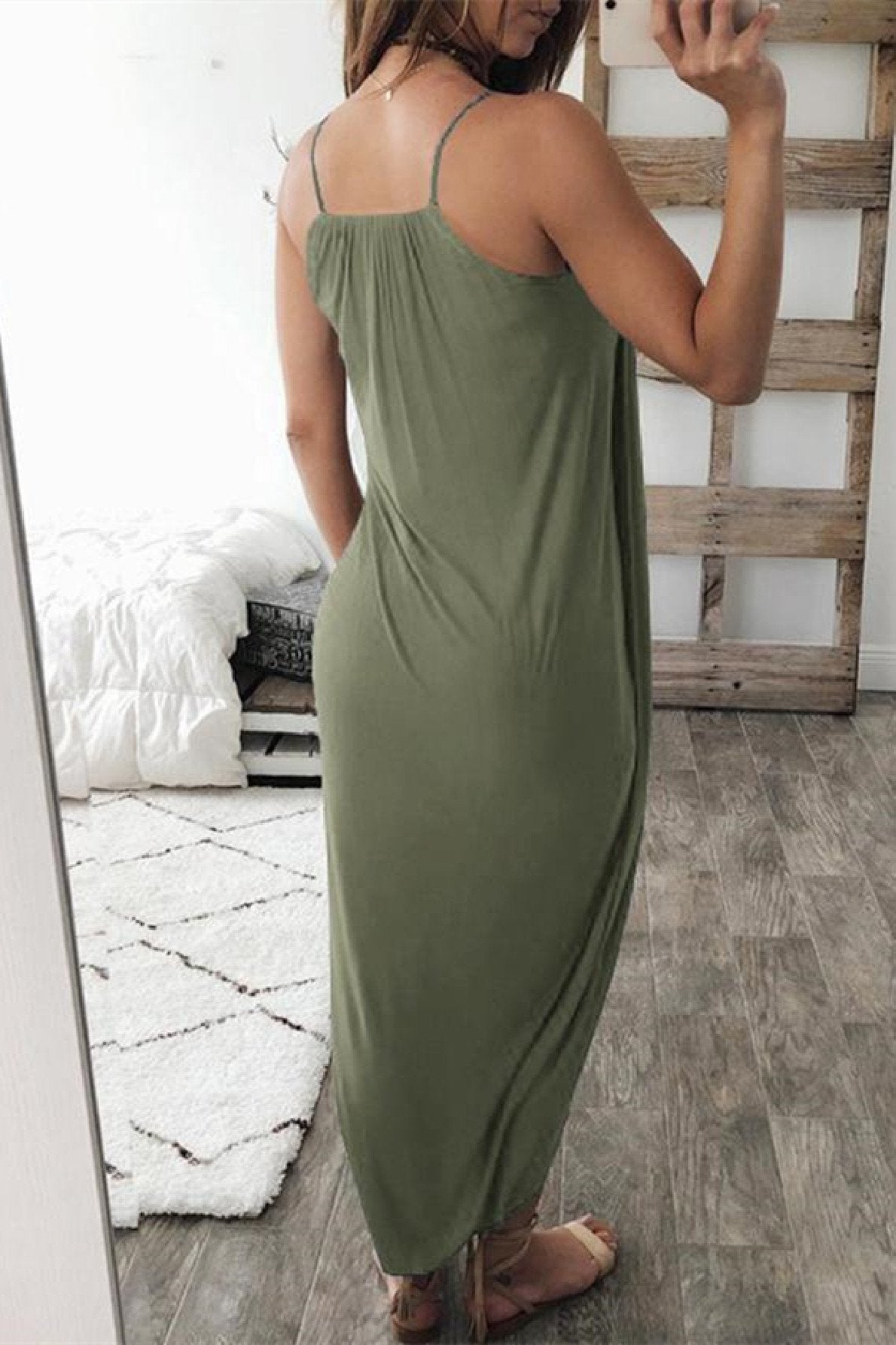 Lunimesd Wrapped Split Solid Cami Beach Dress