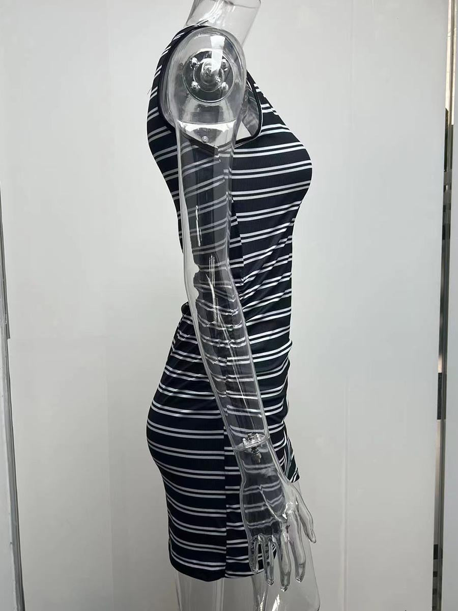 Lunimesd Striped Round Neck Dress(8 Colors)