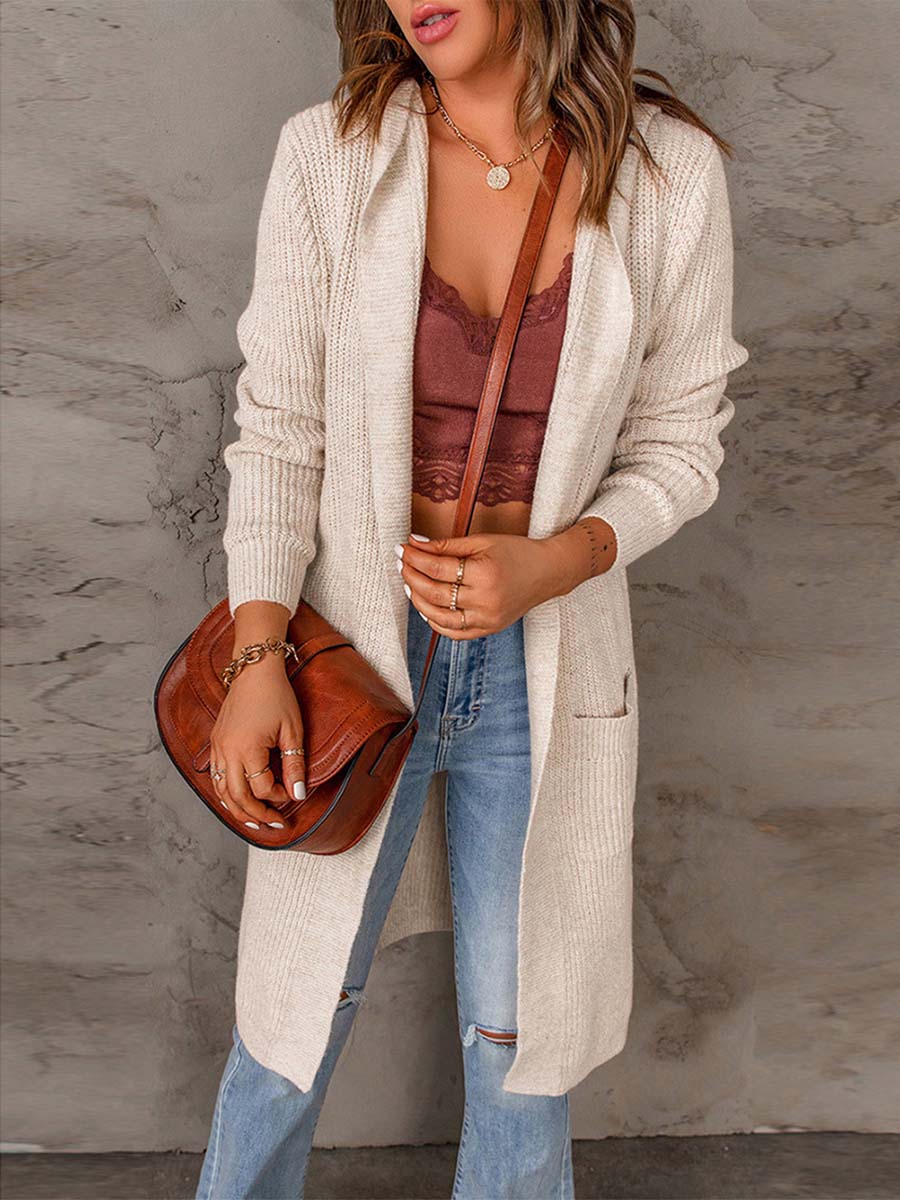 Lunimesd Solid Color Hooded Sweater Jacket