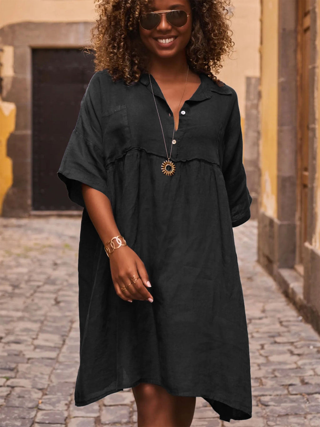 Super Loose Button Dress