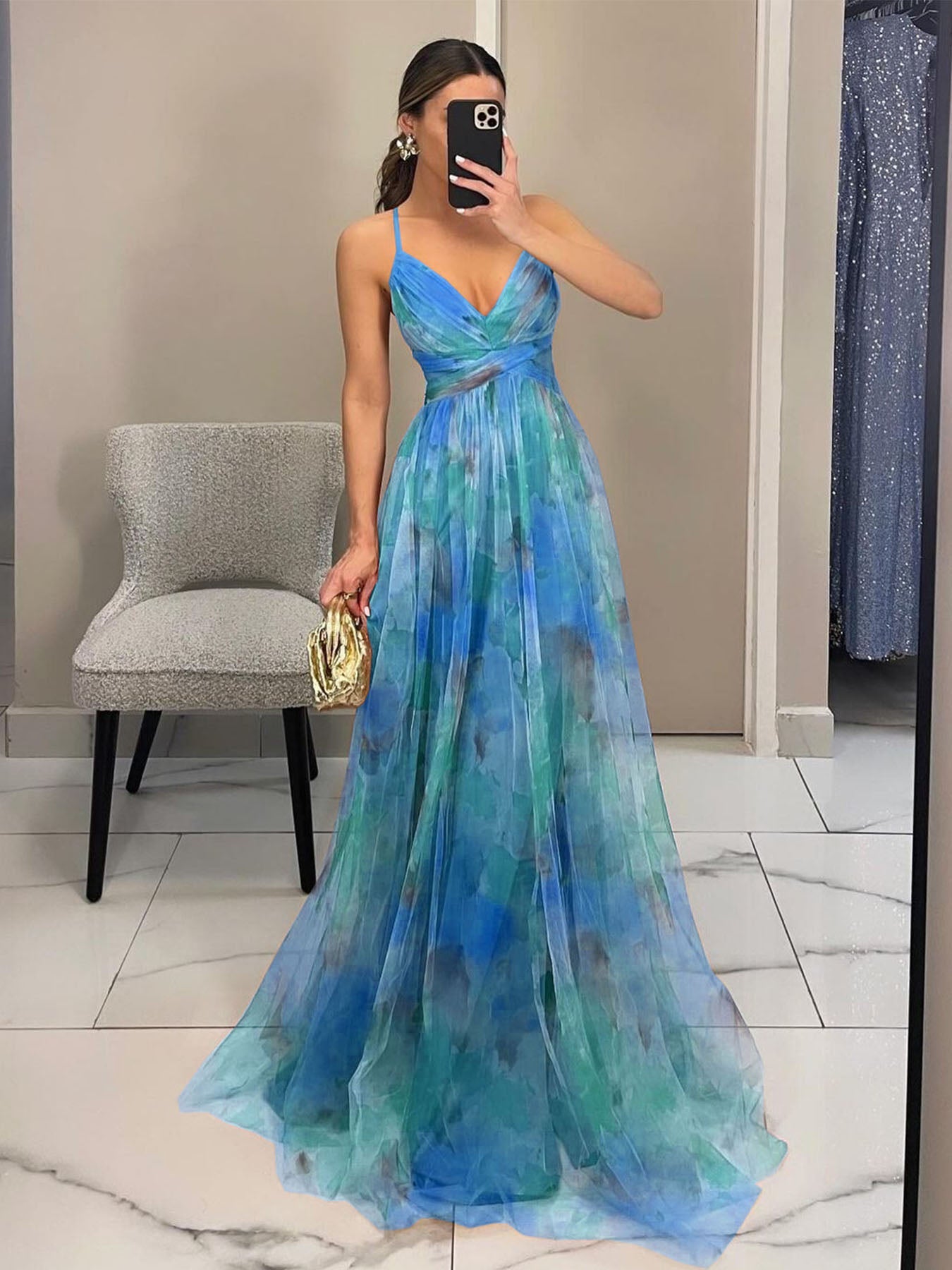 Ombre Mesh Artistry Maxi Dress