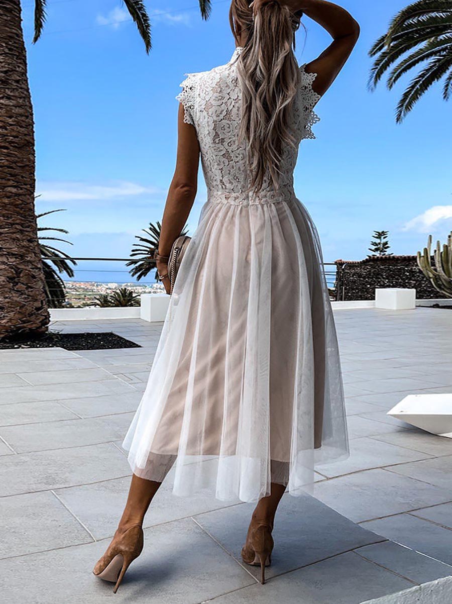 Lunimesd Sweet Lace Midi Dress