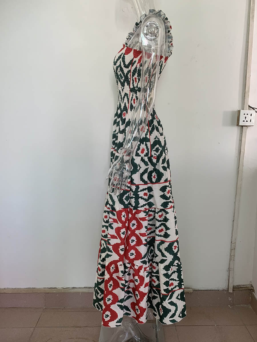 Lunimesd Printed Halter Beach Resort Dress(3 Colors)