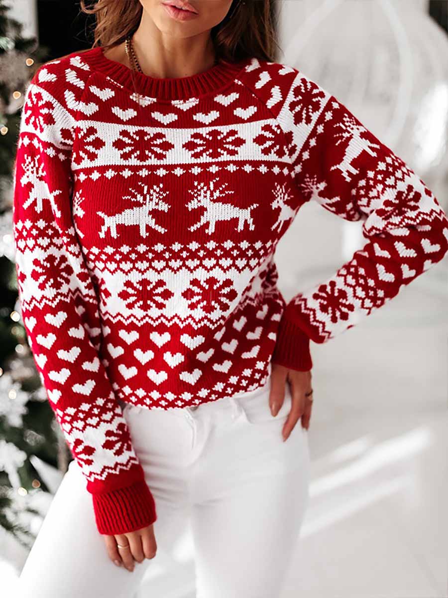Lunimesd Snowflake Moose Christmas Sweater