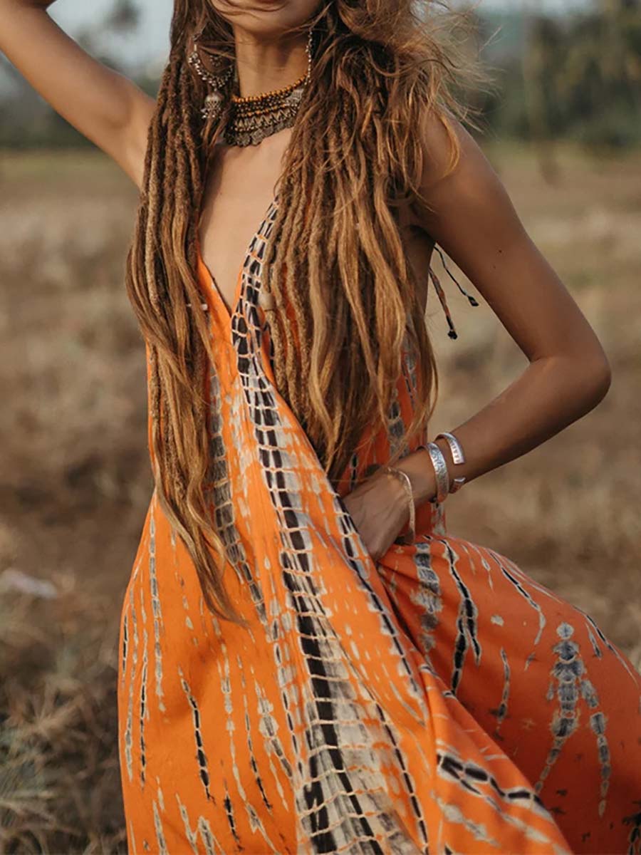 Lunimesd V-Neck Printed Camisole Dress