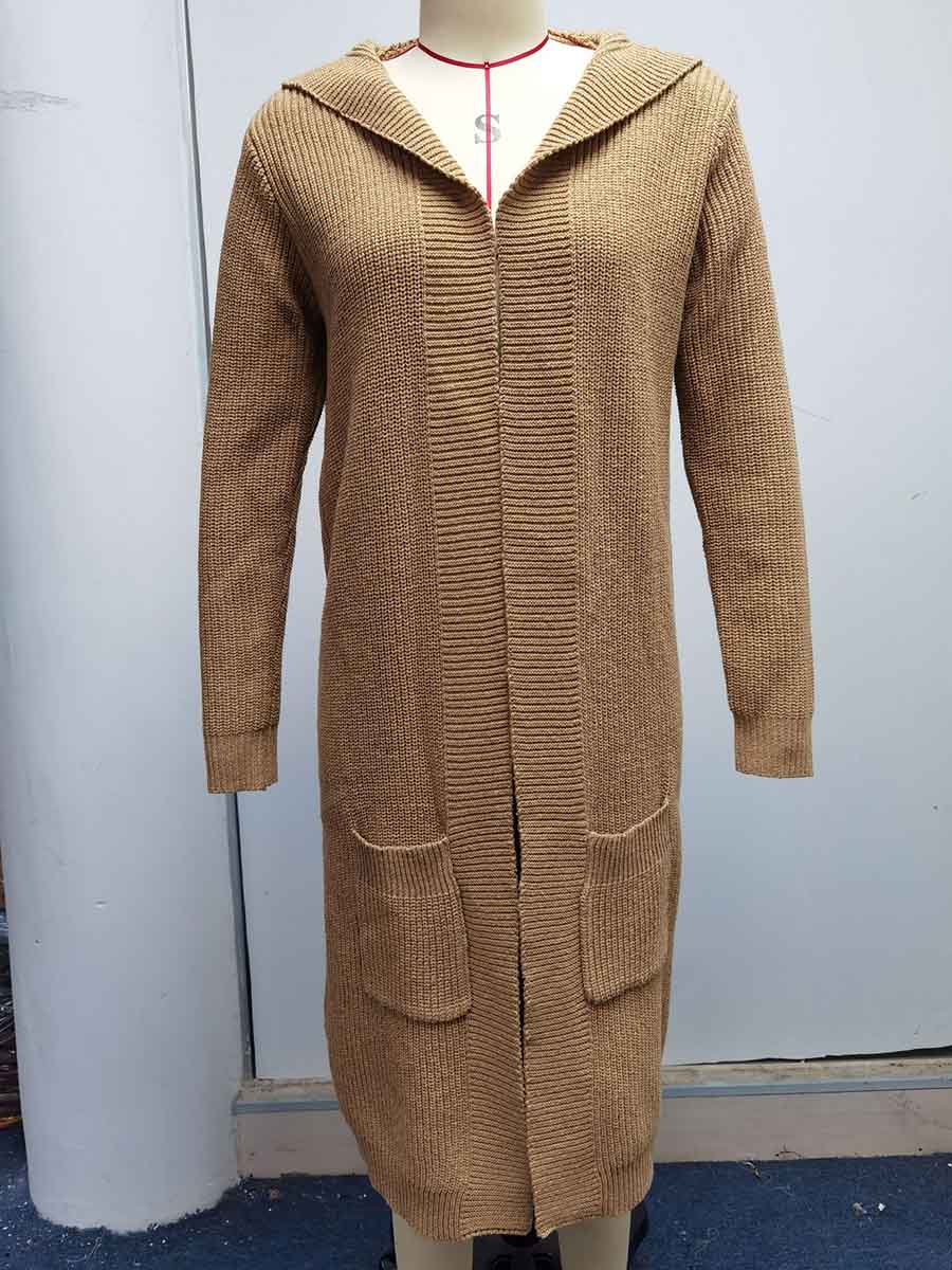 Lunimesd Solid Color Hooded Sweater Jacket