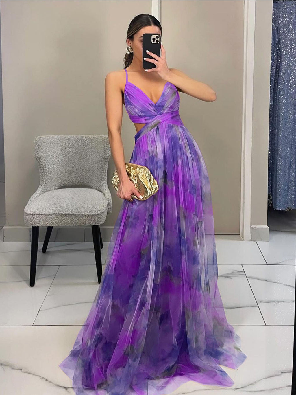 Ombre Mesh Artistry Maxi Dress