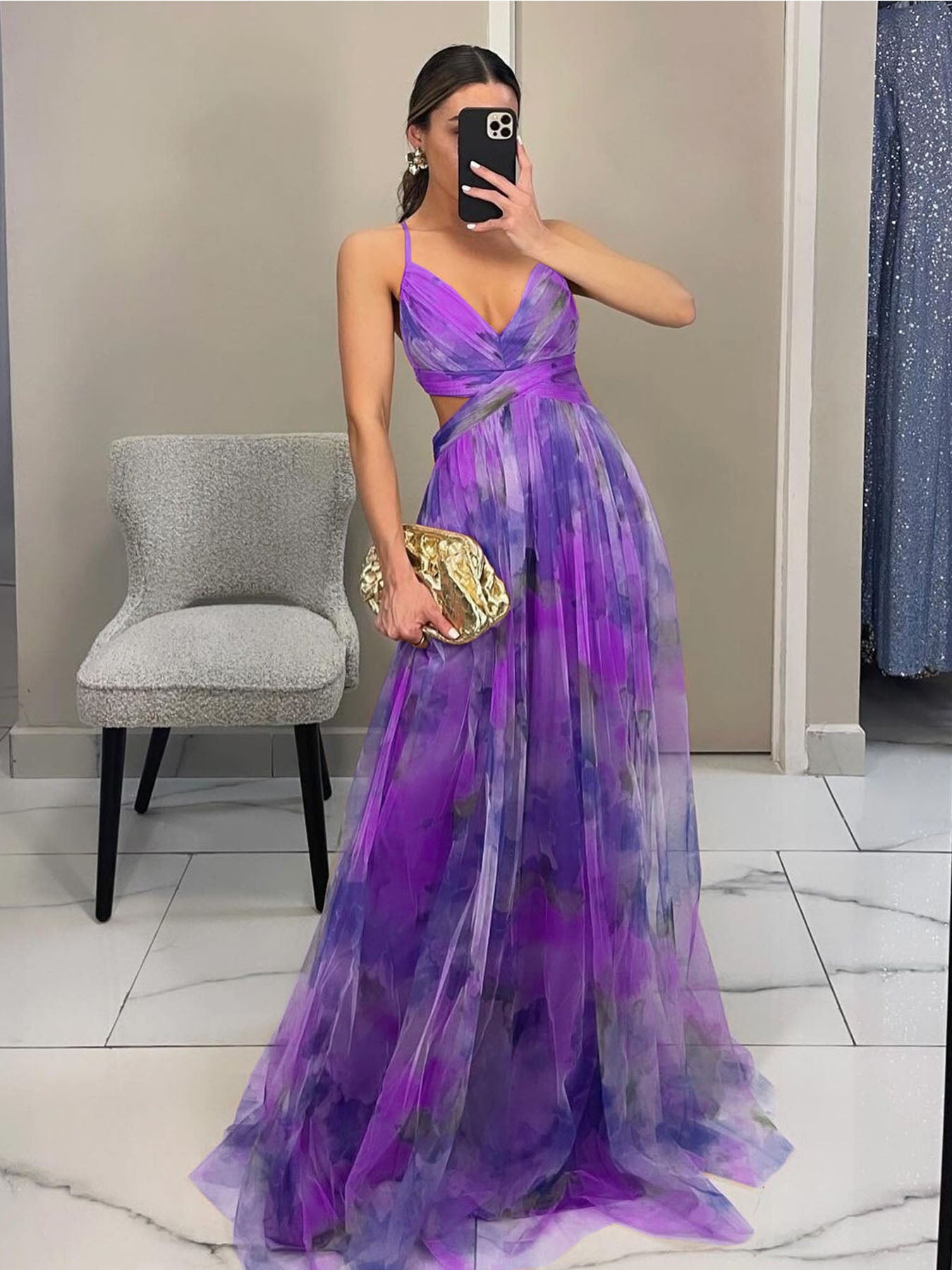 Ombre Mesh Artistry Maxi Dress