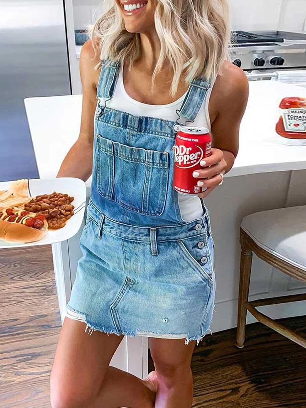 Lunimesd Solid Color Denim Skirt