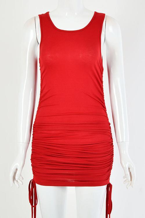 Lunimesd Drawstring Sleeveless Mini Dress