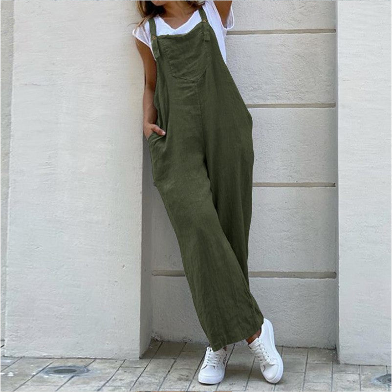 Lunimesd Suspenders Solid Color Long Jumpsuit(3 colors)
