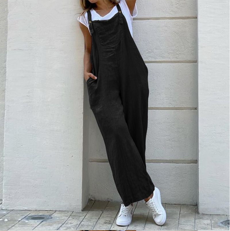 Lunimesd Suspenders Solid Color Long Jumpsuit(3 colors)