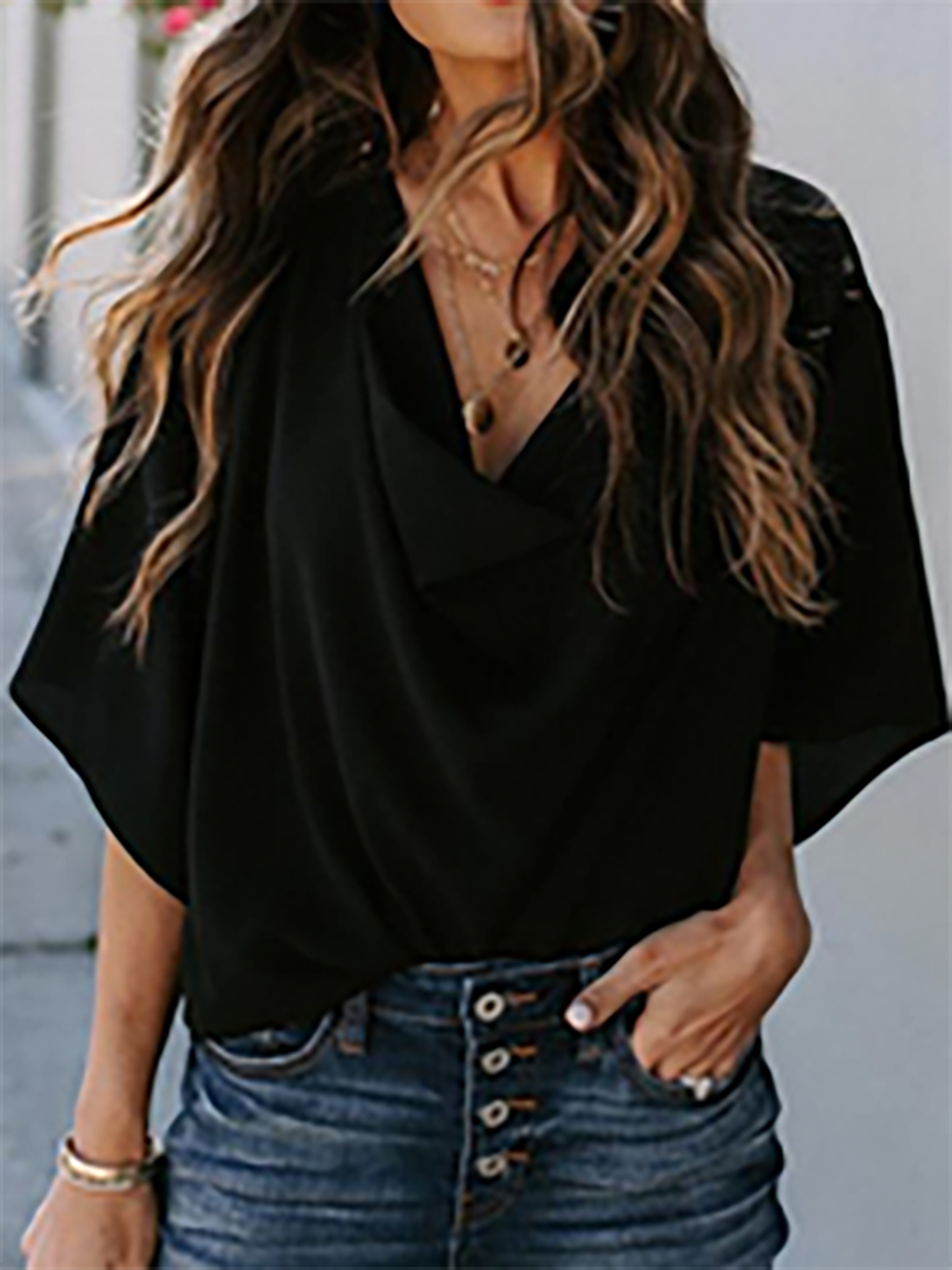 Lunimesd V-Neck Loose Mid-Sleeve T-Shirt(7 colors)