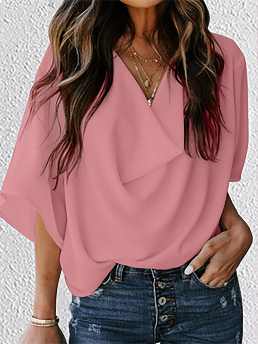 Lunimesd V-Neck Loose Mid-Sleeve T-Shirt(7 colors)