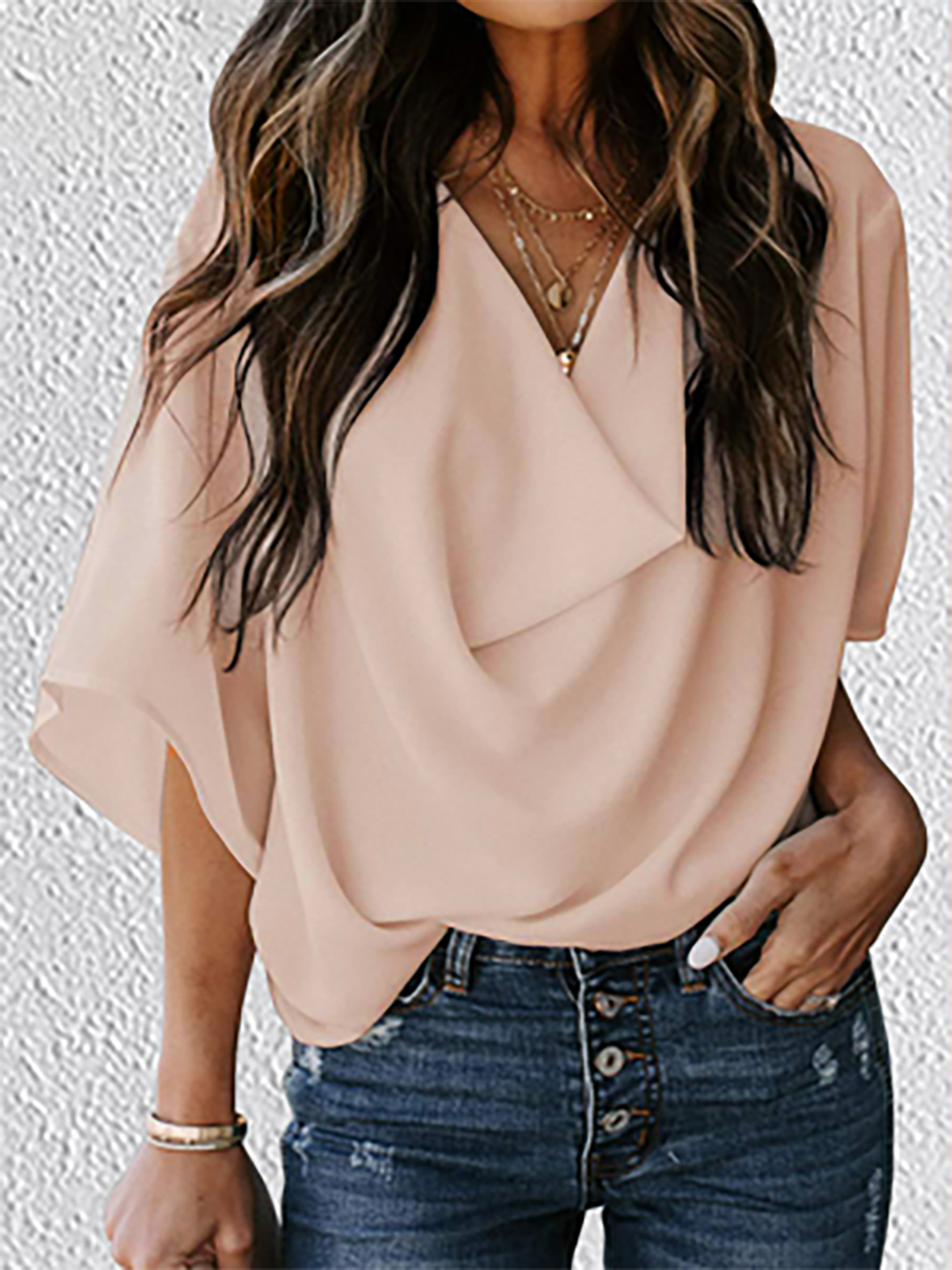 Lunimesd V-Neck Loose Mid-Sleeve T-Shirt(7 colors)