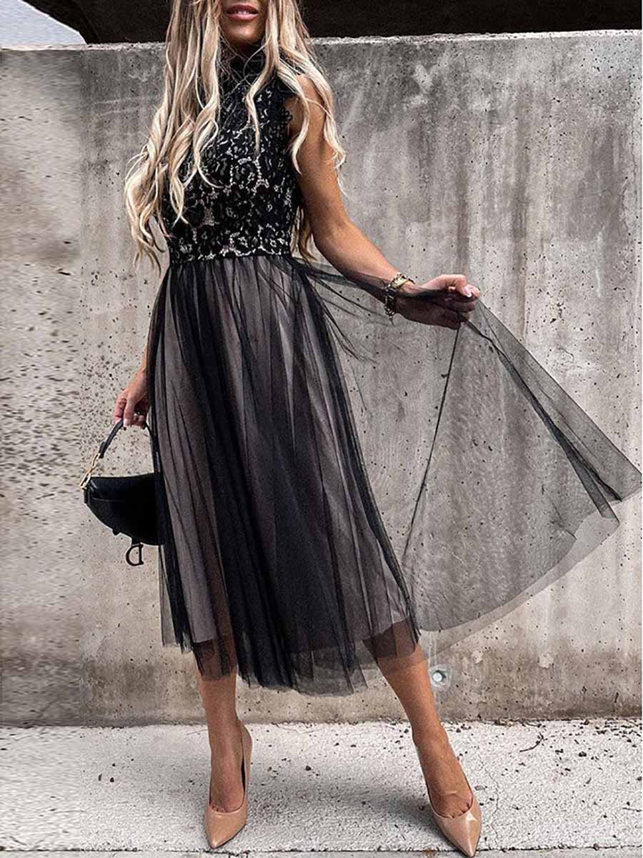 Lunimesd Sweet Lace Midi Dress