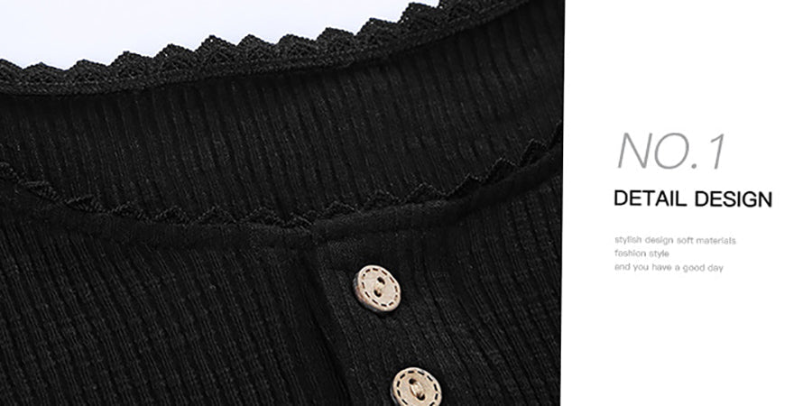 Lunimesd Round Neck Stitching Lace Long Sleeve T-Shirt(14 colors)