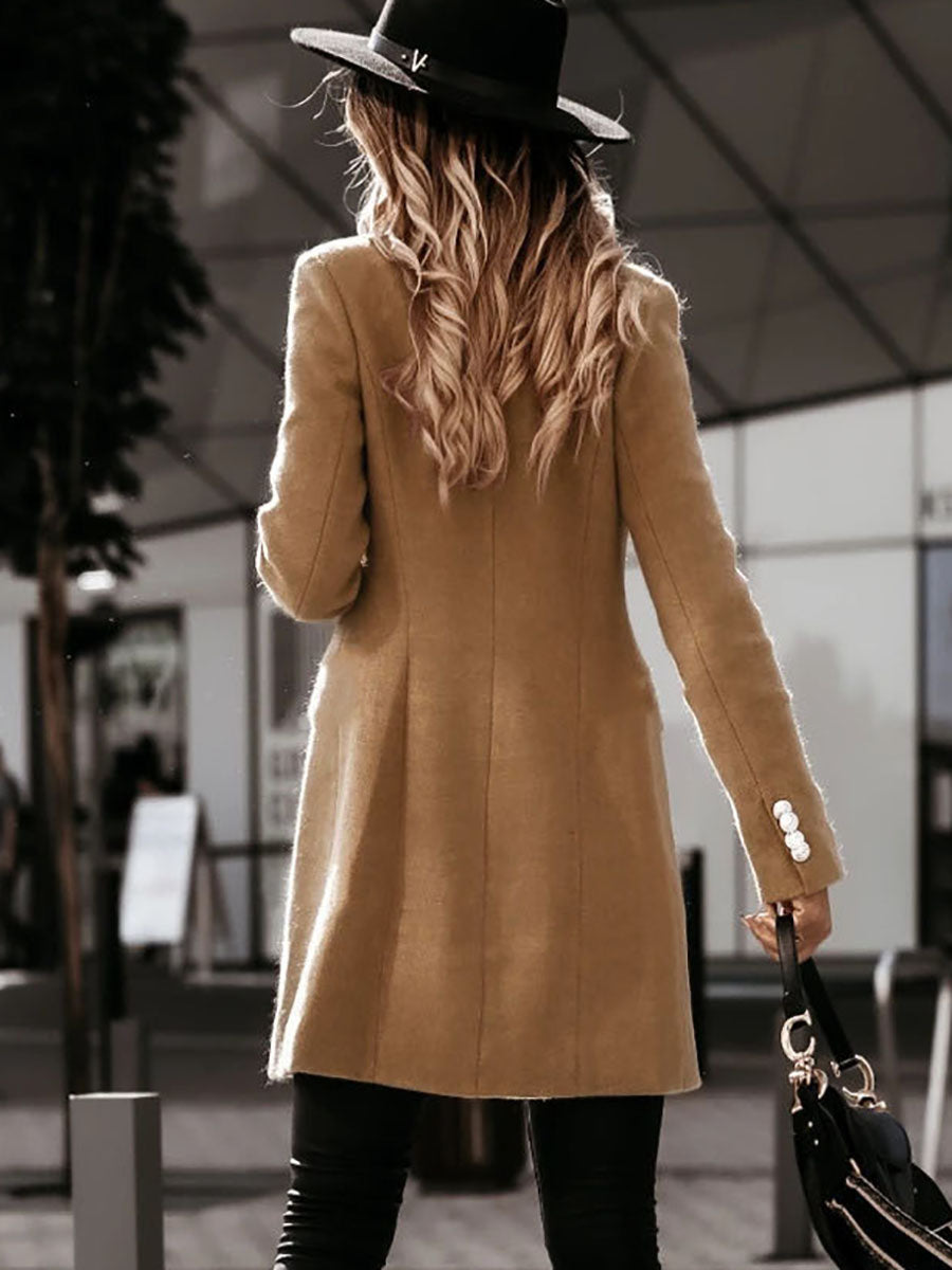 Lunimesd Work Street Solid Buttons Turn-back Collar Outerwear(4 Colors)