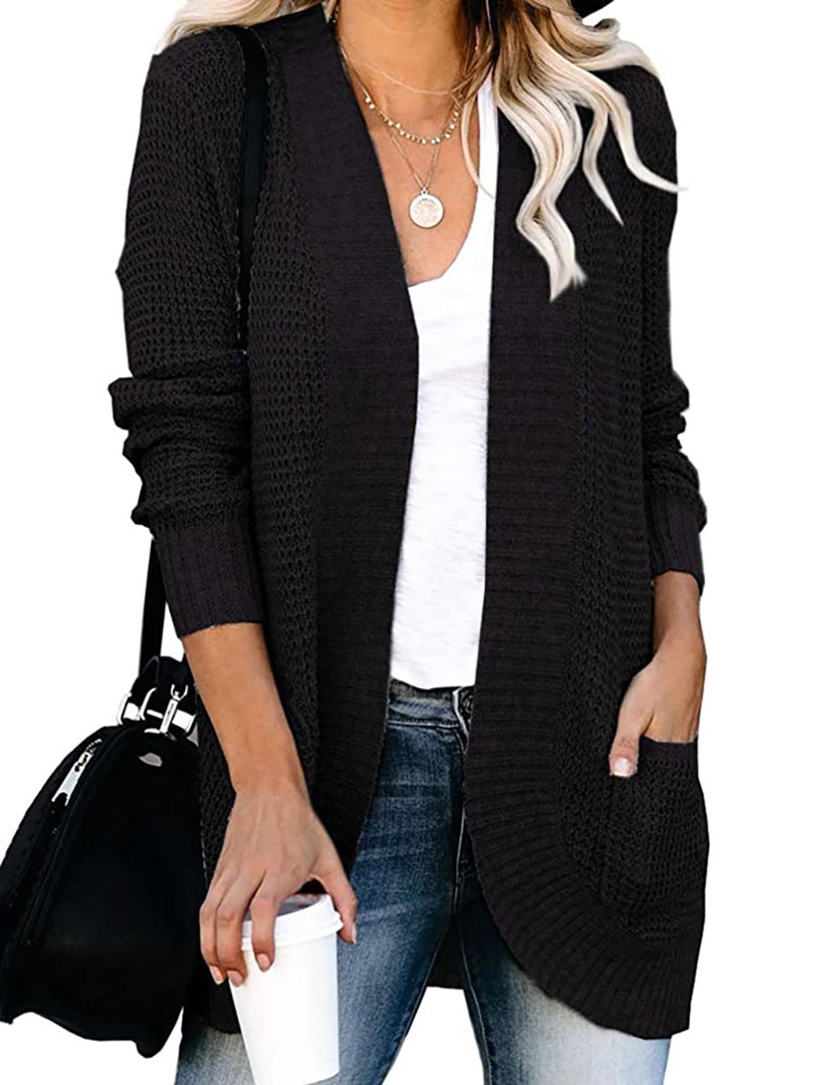 Lunimesd Solid Color Long Sleeve Knitted Cardigan（5 colors）