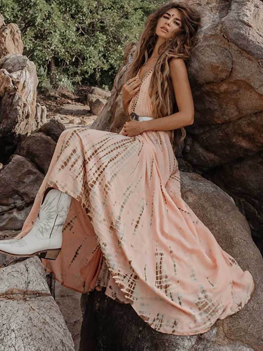 Lunimesd V-Neck Printed Camisole Dress