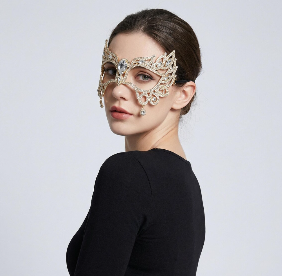 Gold Crystal Filigree Eye Mask 194