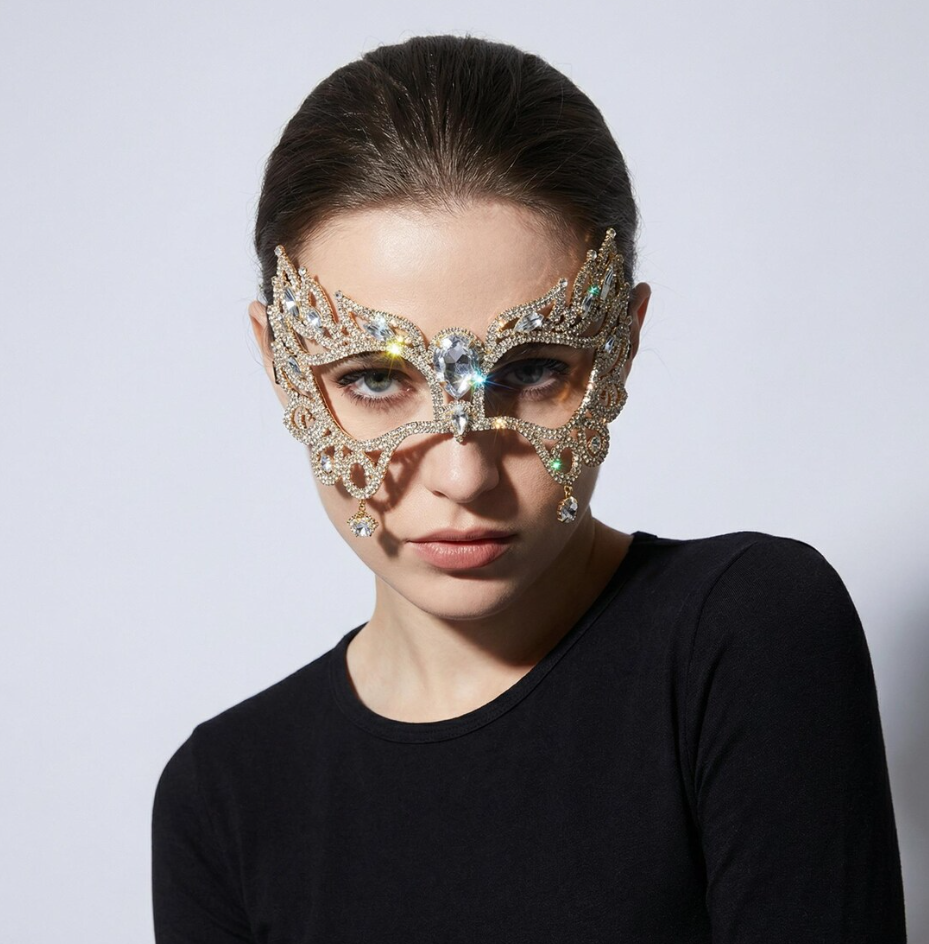 Gold Crystal Filigree Eye Mask 194