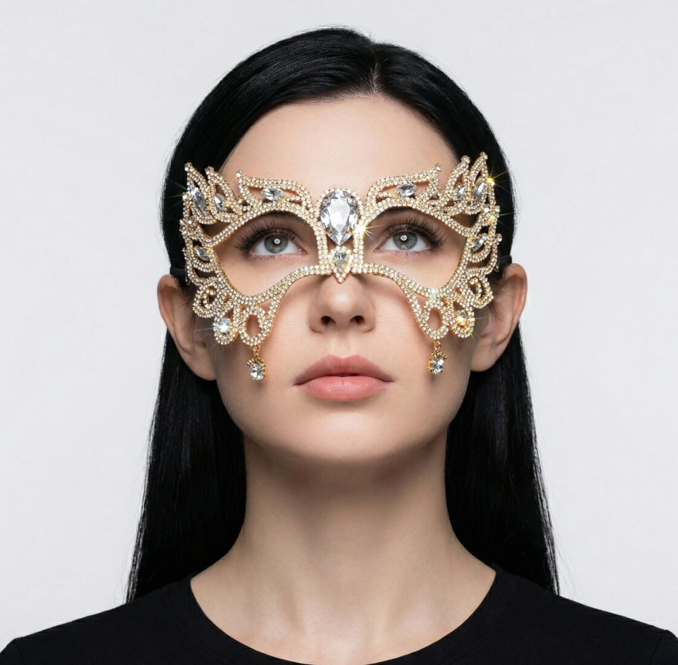 Gold Crystal Filigree Eye Mask 194
