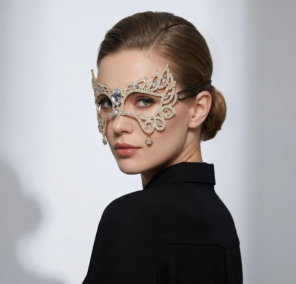 Gold Crystal Filigree Eye Mask 194