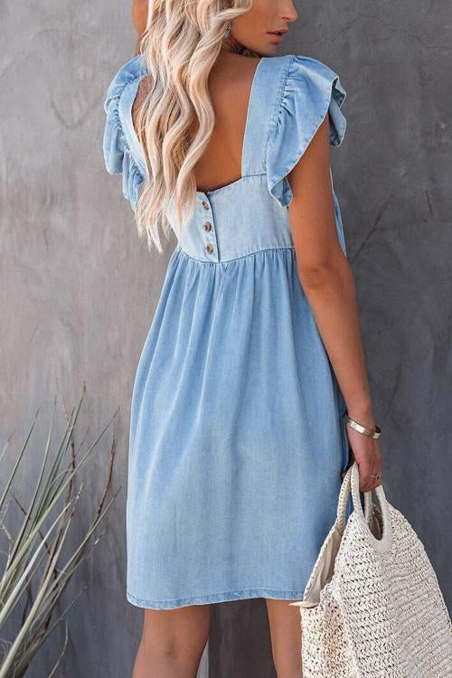 Lunimesd Fashion Casual Ruffle Backless Slim Dress