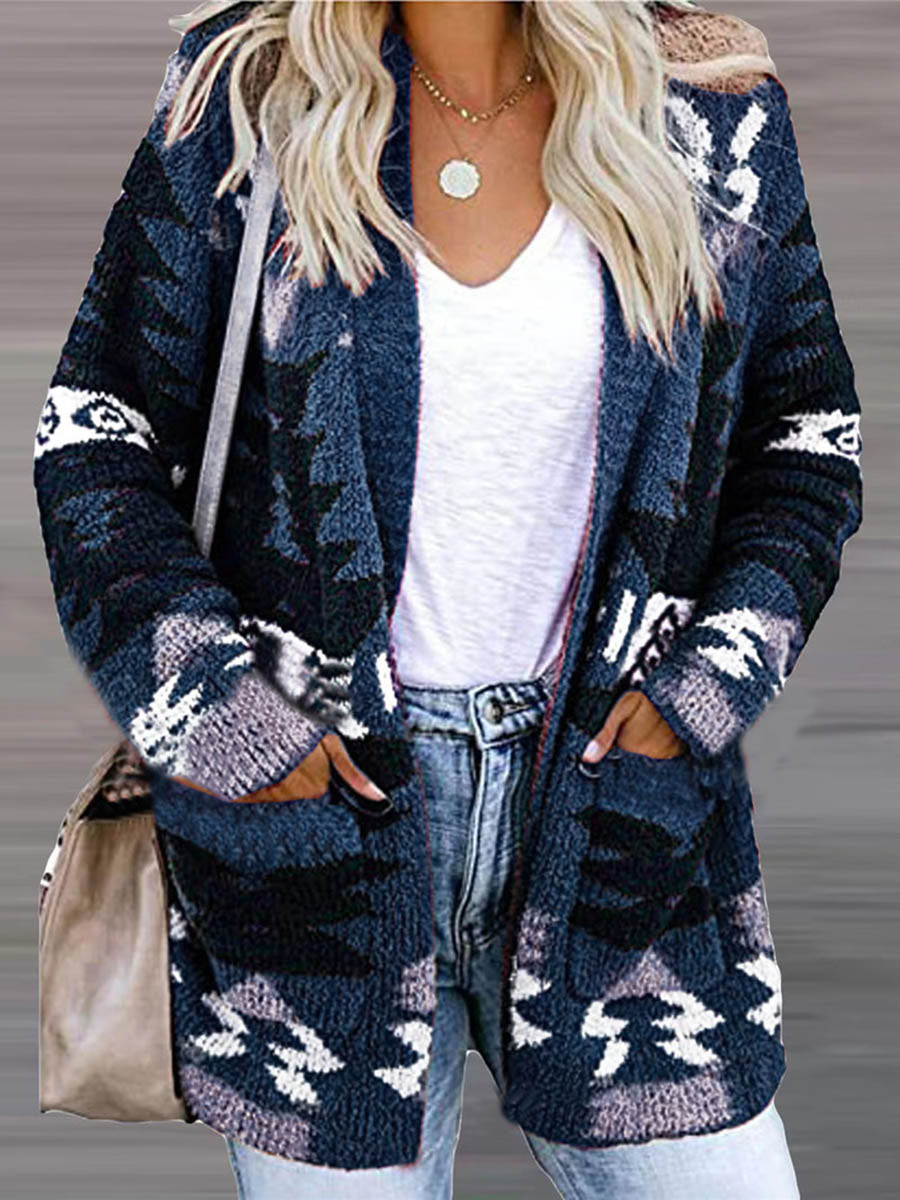 Lunimesd Casual Work Print Printing V Neck Cardigans(6 Colors)