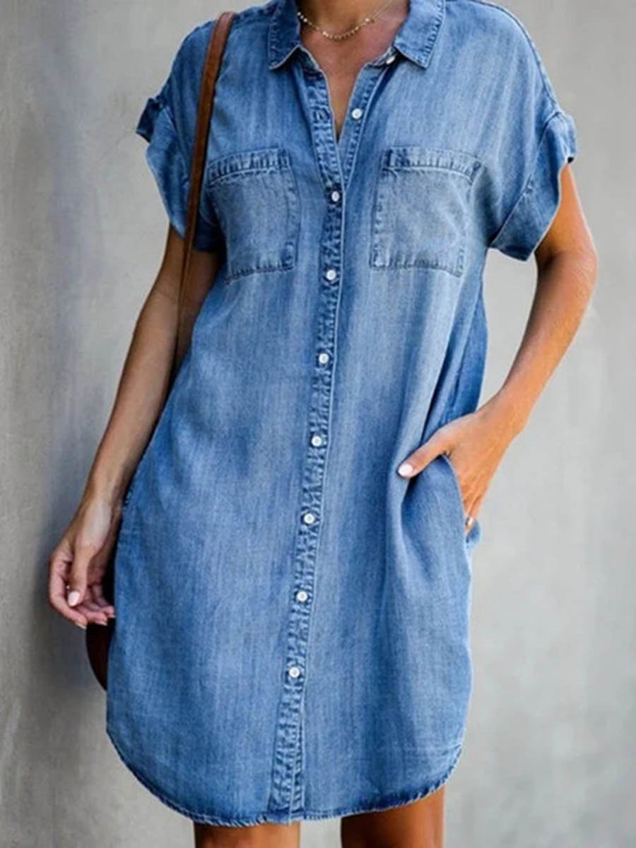 Lunimesd Button Denim Dress