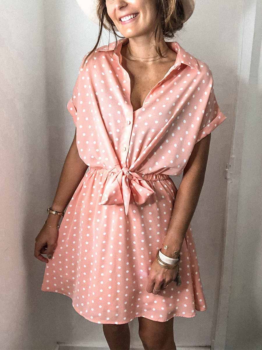 Lunimesd Polka Dot Belt Dress