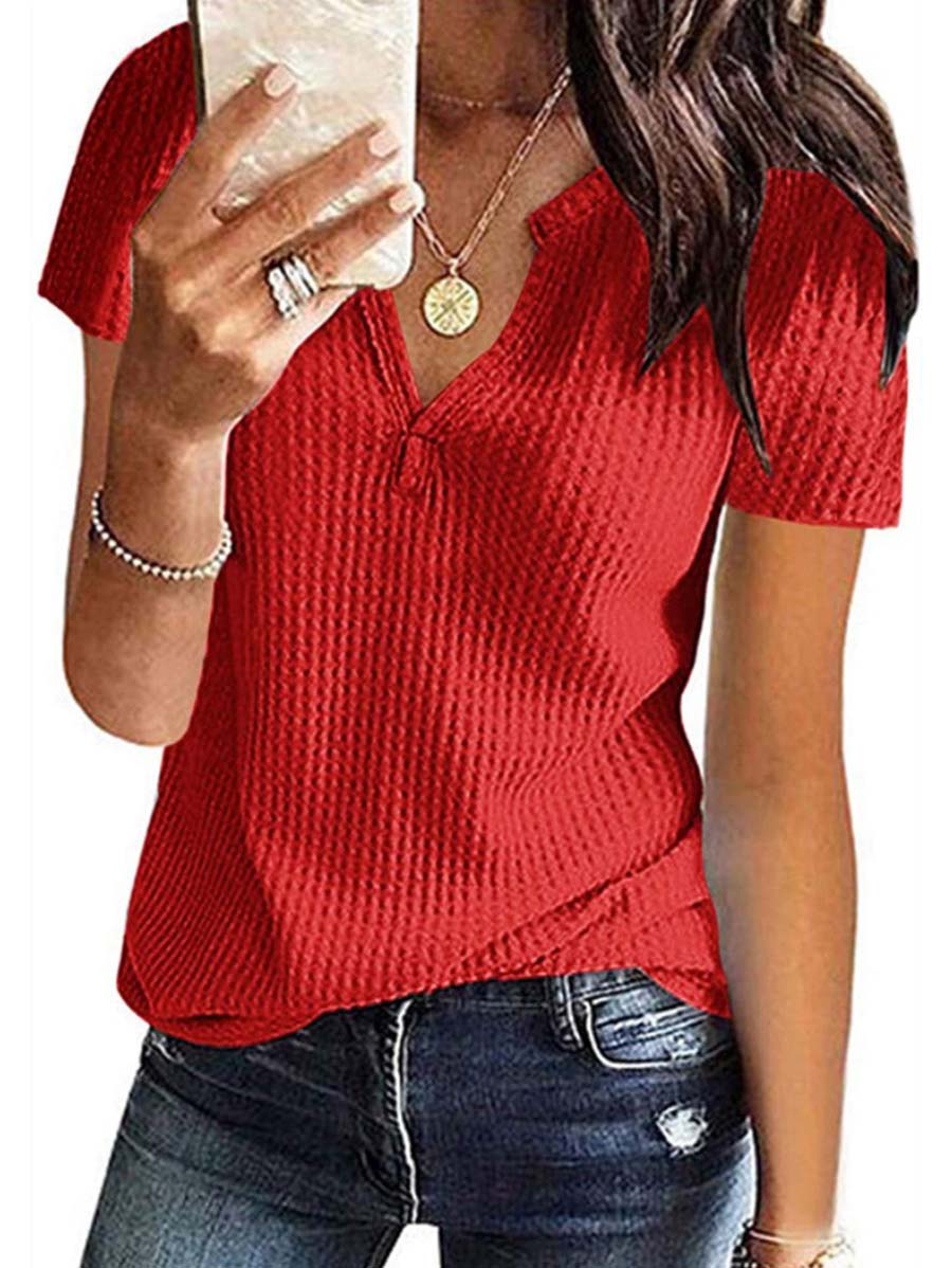 Lunimesd V-Neck Solid Color T-Shirt (16 colors)