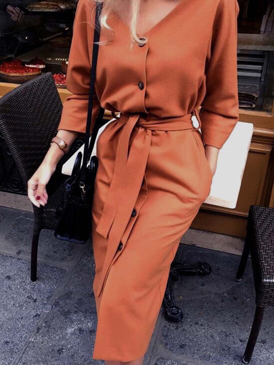 Lunimesd Solid Color Reversible Dress
