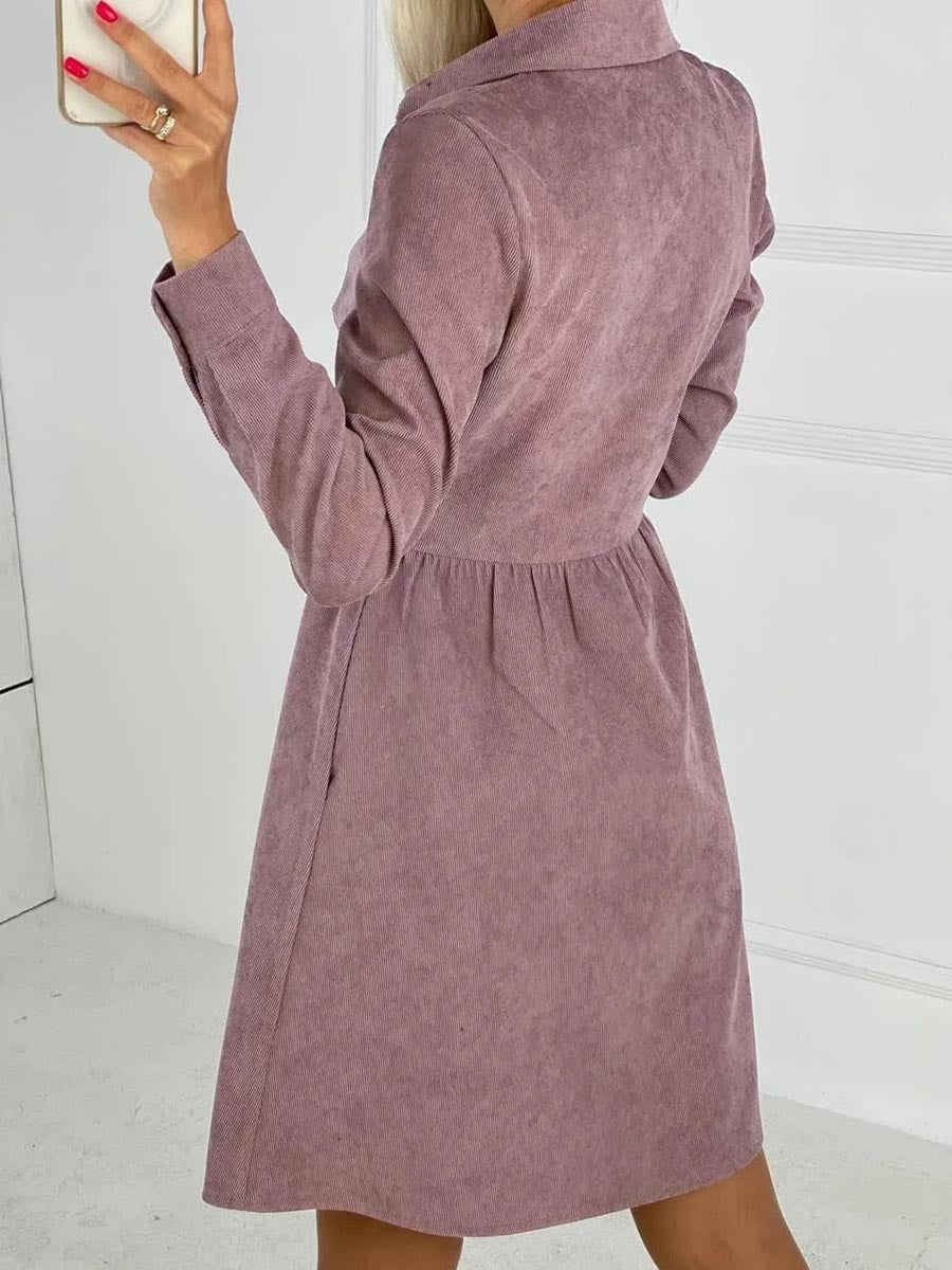 Lunimesd Single-Breasted Long-Sleeved Dress(4 colors)