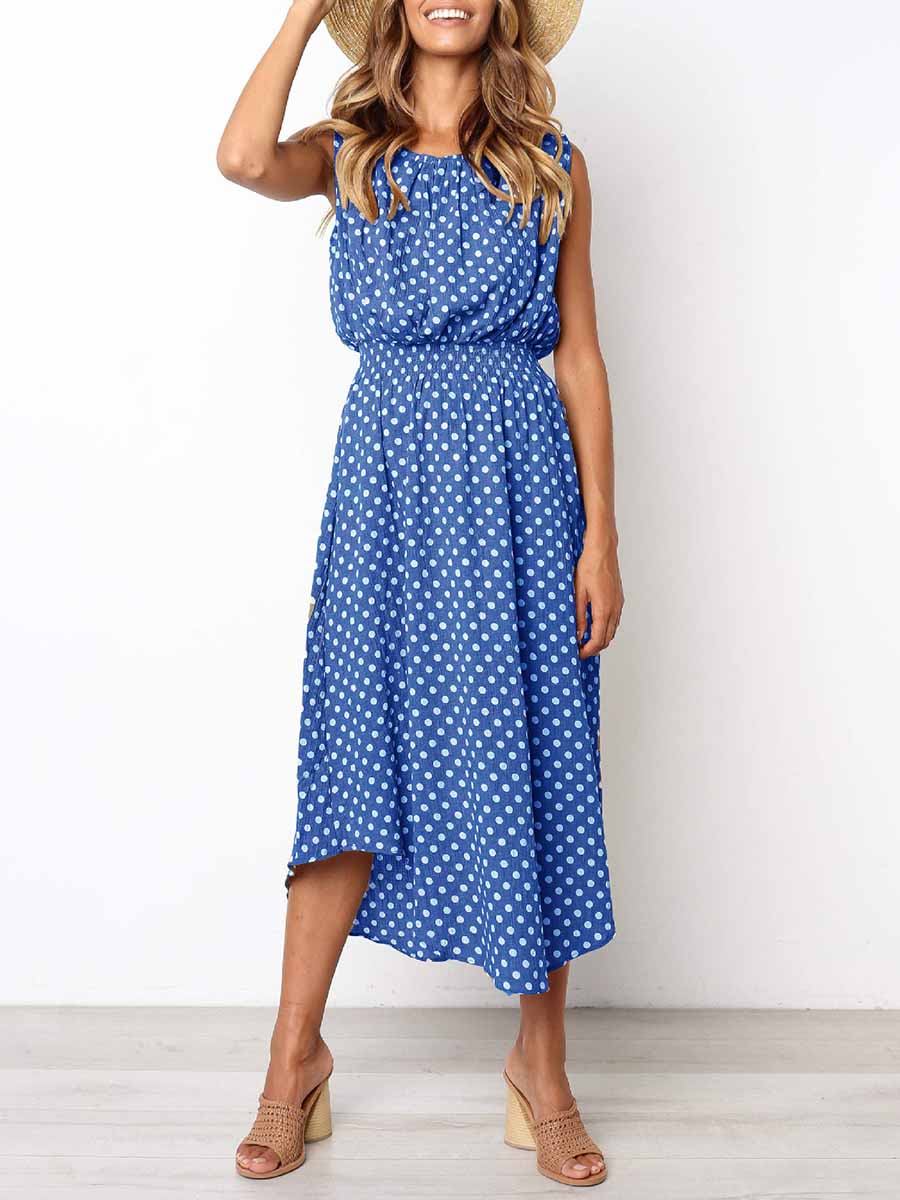 Lunimesd Sleeveless Dot Dress