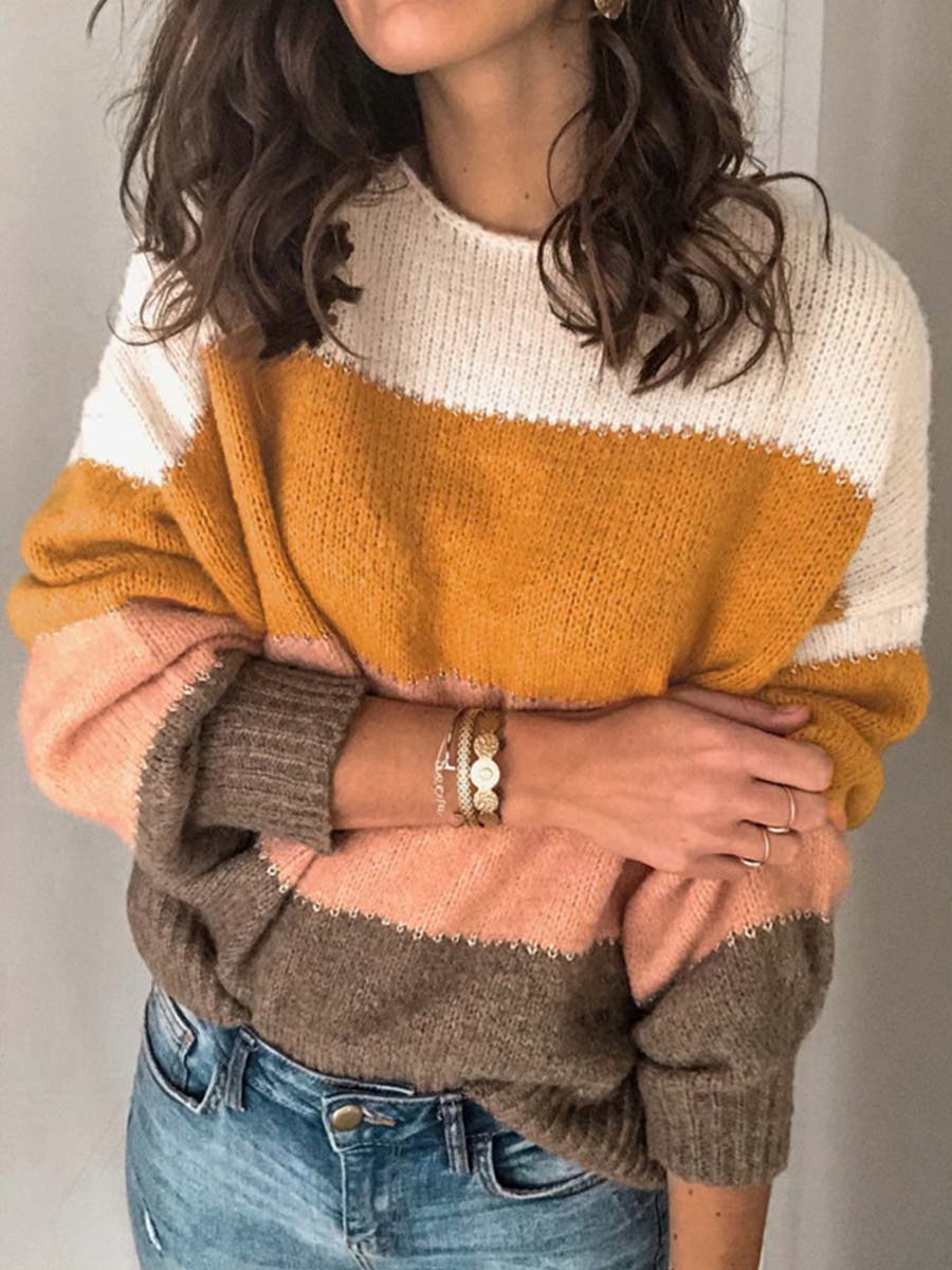 Lunimesd Round Neck Striped Sweater