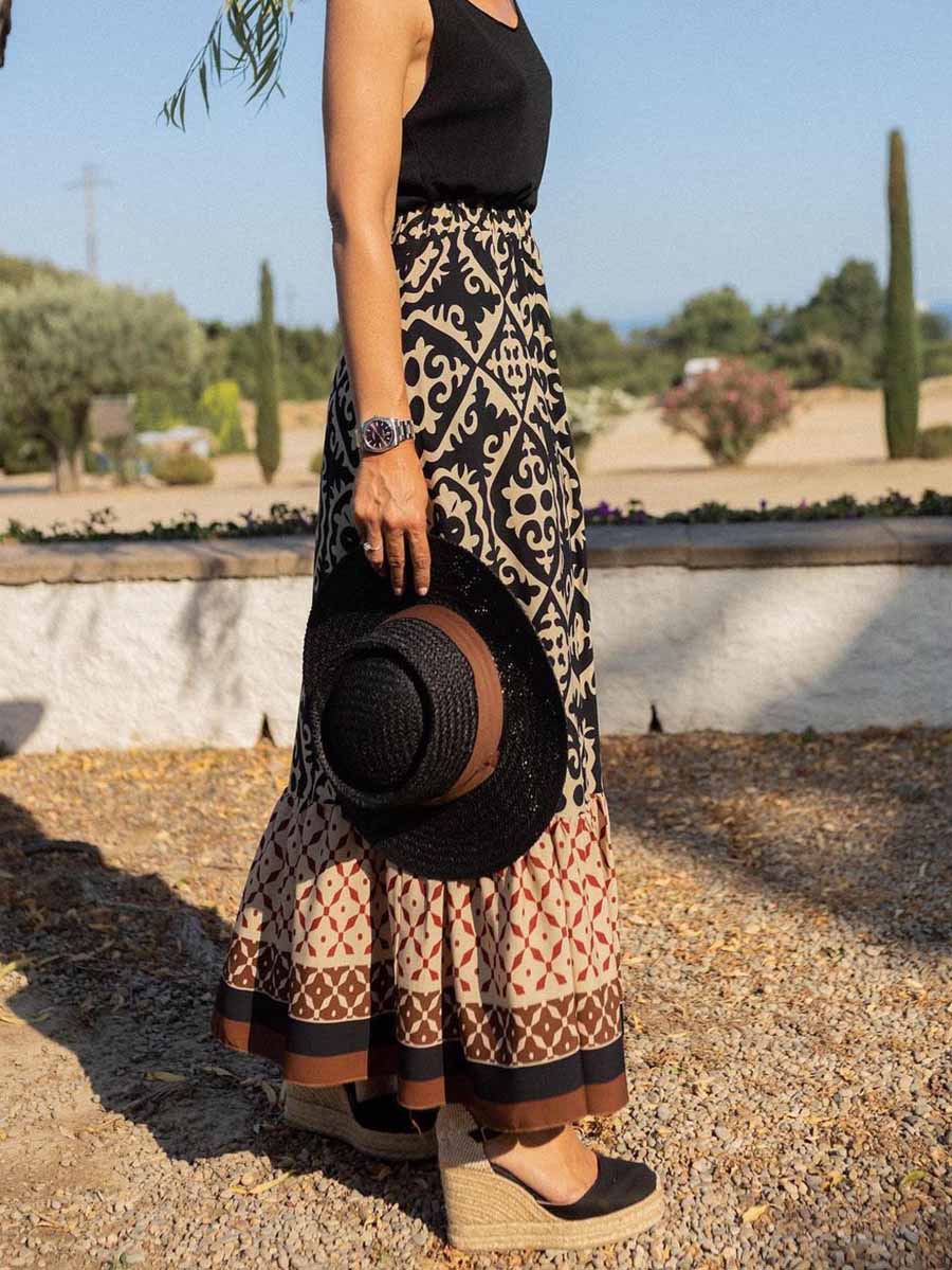 Lunimesd Printed Loose Patchwork Hem Dress