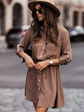 Lunimesd Waist Tie Button Pull Sleeve Dress