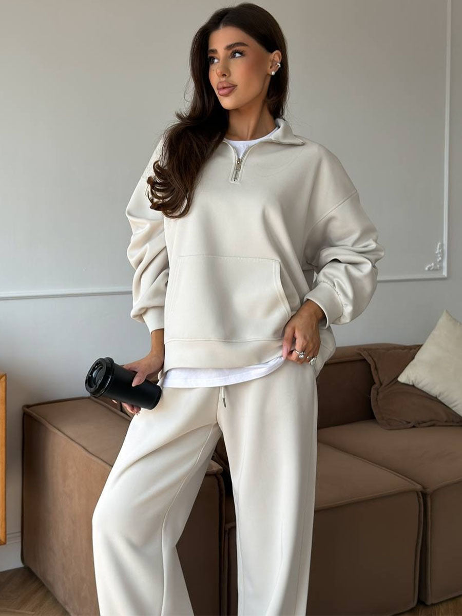 Refined Zip Collar Lounge Set