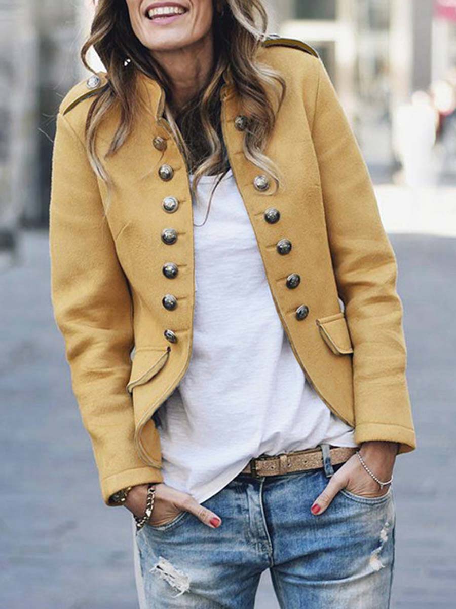 Lunimesd Casual Button Design Coat
