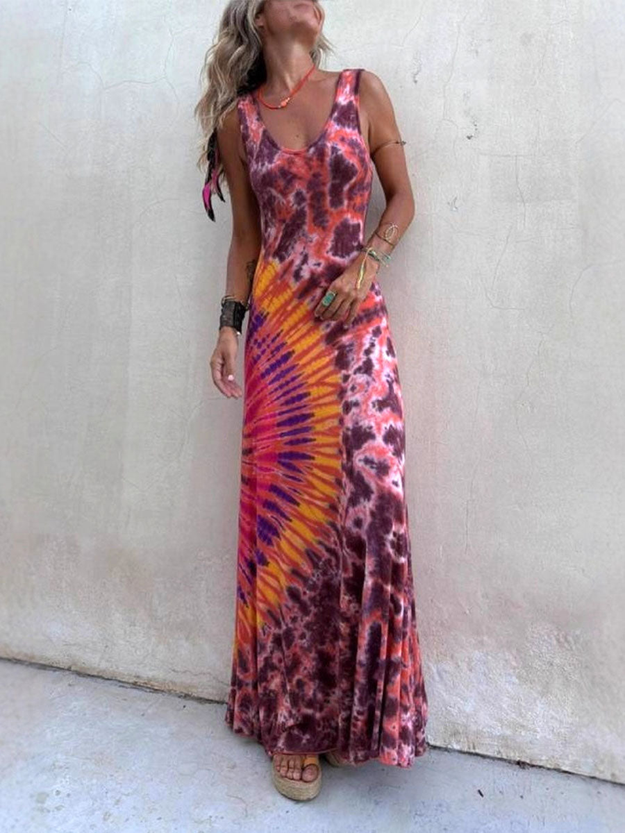 Boho Tie-Dye Maxi Dress