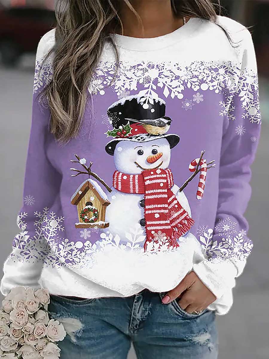 Lunimesd Christmas snowman print loose sweater(8 colors)