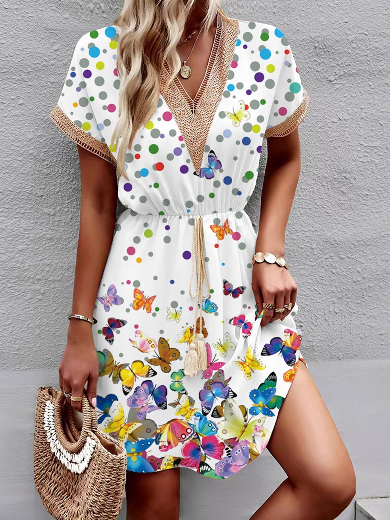 V-Neck Printed Dress