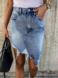 Lunimesd Irregular Fringed Denim Skirt