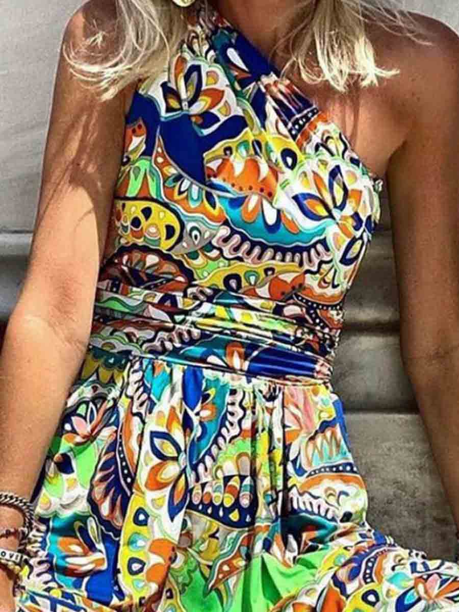 Lunimesd One-shoulder Sleeve Bohemian Dress