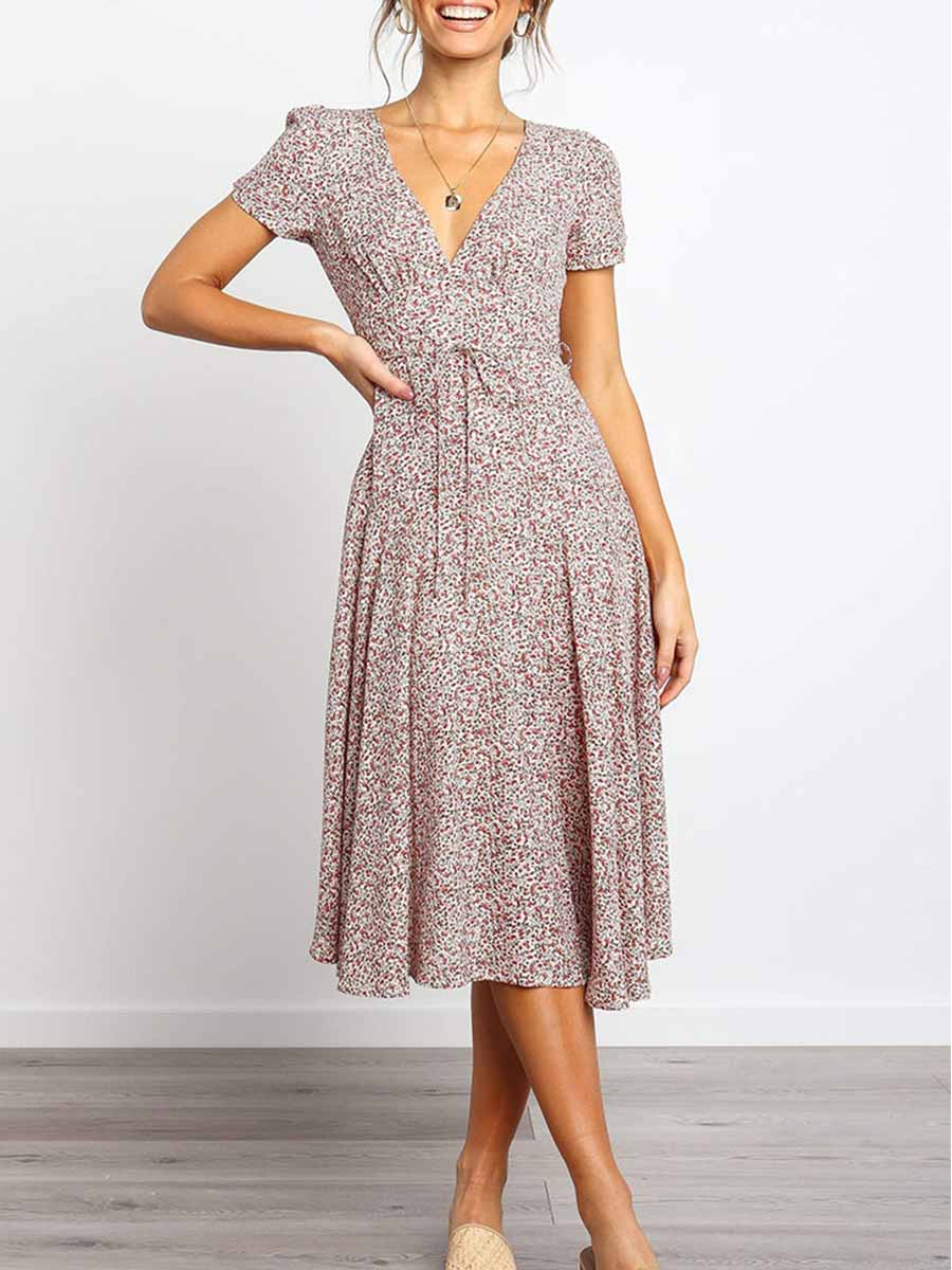 Lunimesd Print Dot Belt Dress