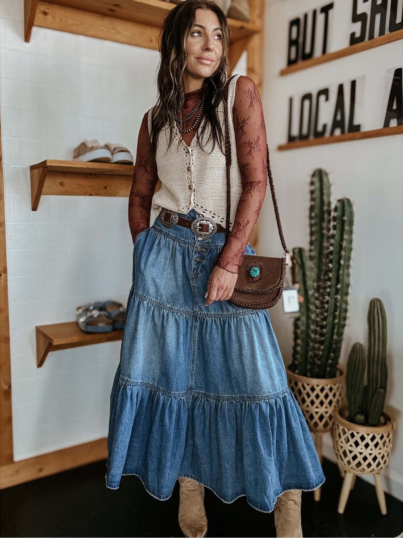 Boho Denim Cake Skirt