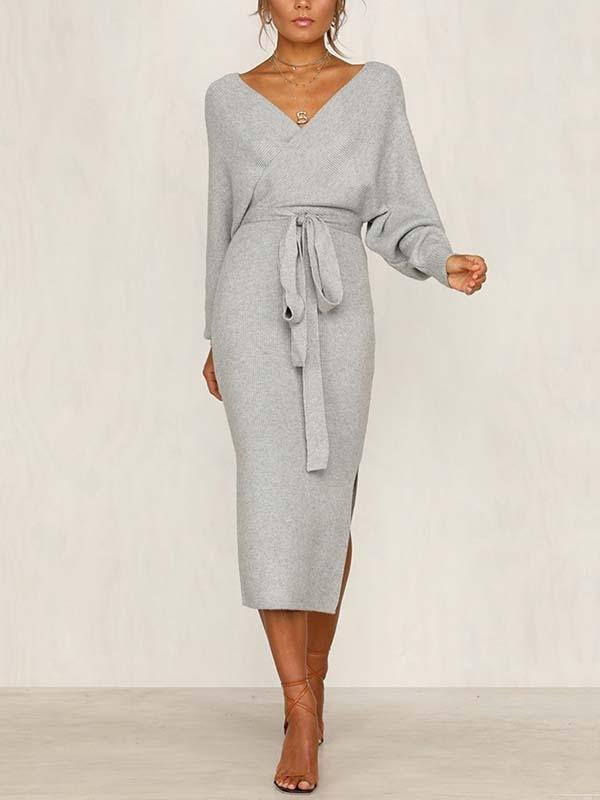 Lunimesd V Neck Autumn Dress